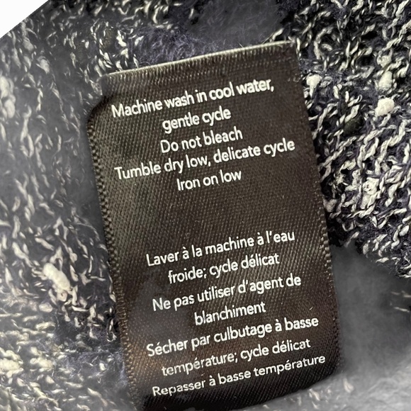 Jess Sz.M Dark Blue Long Line Mid Length Striped Speckle Knit Cardigan Cozycore - Picture 8 of 8